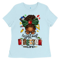 Assistant Director Life Afro Messy Bun Ladies Tee | Teevron