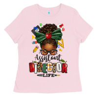 Bubblegum Pink assistant director life afro messy bun Ladies Tee - texasbilliewilder