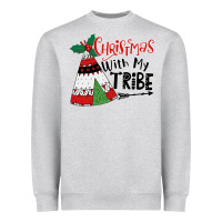 Heather Grey Christmas with my tribe boho Heavyweight Sweatshirt - CowhideDigitalArt