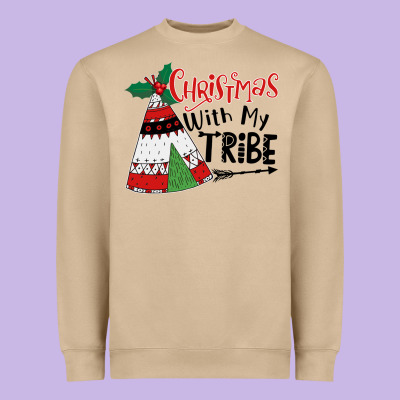 Christmas With My Tribe Boho Heavyweight Sweatshirt Designed By Cowhidedigitalart