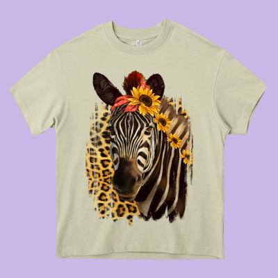 Zebra With Sunflowers Heavy Core Tee Designed By Bettercallsaul