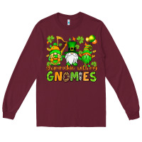 Burgundy St. Patrick's Day shamrockin' with my gnomies Long Sleeve Tee - OliviaCreatesArt