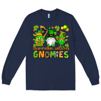 Navy St. Patrick's Day shamrockin' with my gnomies Long Sleeve Tee - OliviaCreatesArt