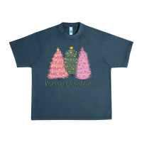 Midnight Navy merry christmas trees Urban Heavy Tee - CowGirlArtShop