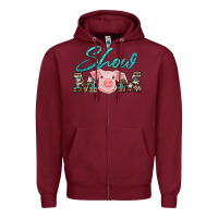 Burgundy show mom pig Zipper Hoodie - Artiststas