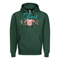Sports Green show mom pig Zipper Hoodie - Artiststas