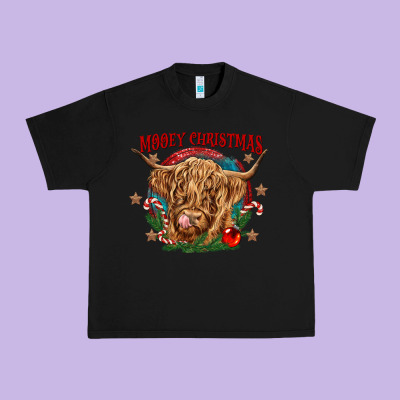 Mooey Christmas Urban Heavy Tee Designed By Cowgirlartshop