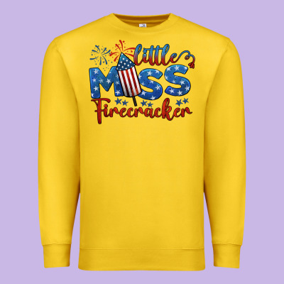 Little Miss Firecracker 4th Of July Premium Sweatshirt Designed By Barkaloodesign