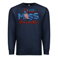 Navy little miss firecracker 4th of july Premium Sweatshirt - BarkalooDesign