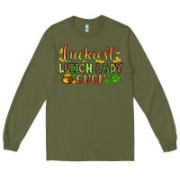 Army Green St. Patrick's Luckiest lunch lady ever Long Sleeve Tee - OliviaCreatesArt