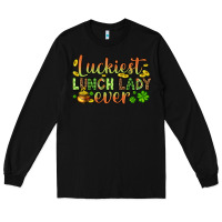 Black St. Patrick's Luckiest lunch lady ever Long Sleeve Tee - OliviaCreatesArt