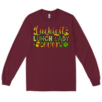 Burgundy St. Patrick's Luckiest lunch lady ever Long Sleeve Tee - OliviaCreatesArt