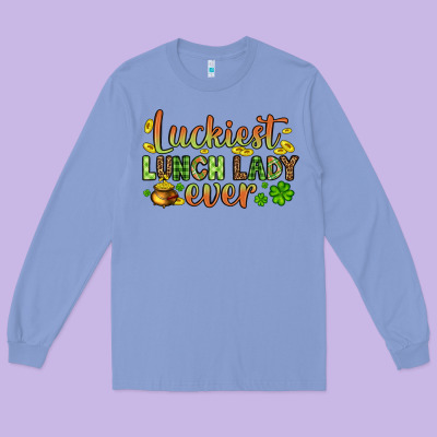 St. Patrick's Luckiest Lunch Lady Ever Long Sleeve Tee Designed By Oliviacreatesart