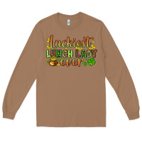Toasted Coconut St. Patrick's Luckiest lunch lady ever Long Sleeve Tee - OliviaCreatesArt
