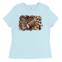 Baby Blue Football background leopard Ladies Tee - NancyCooperArtShop