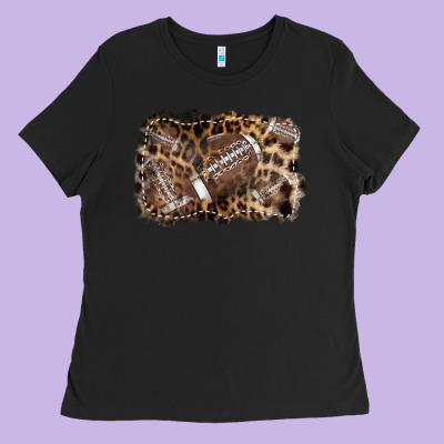 Football Background Leopard Ladies Tee Designed By Nancycooperartshop