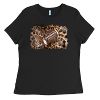 Black Football background leopard Ladies Tee - NancyCooperArtShop