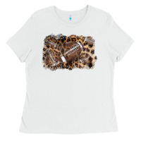 White Football background leopard Ladies Tee - NancyCooperArtShop