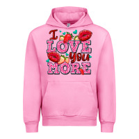 Fuchsia Pink i love you more with lips and strawberry Urban Hoodie - AdoDesignShop
