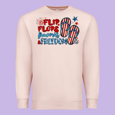 Flip Flops Fireworks & Freedom Premium Sweatshirt Designed By Barkaloodesign