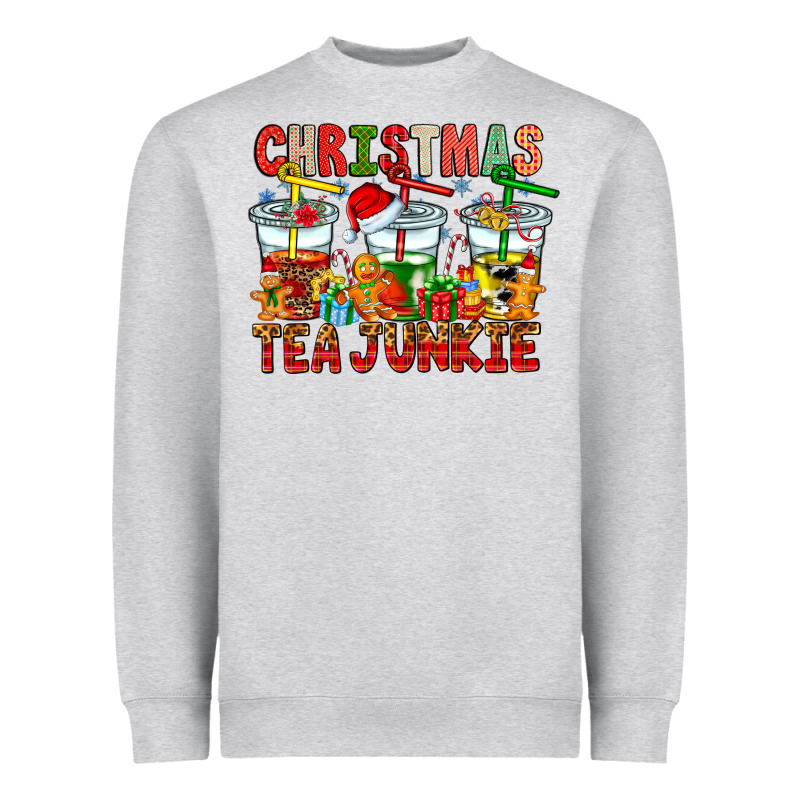 Christmas Tea Junkie Heavyweight Sweatshirt by CowhideDigitalArt | Teevron