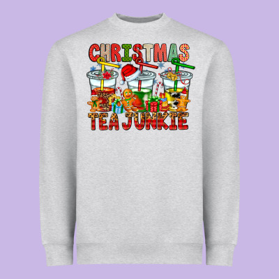 Christmas Tea Junkie Heavyweight Sweatshirt Designed By Cowhidedigitalart