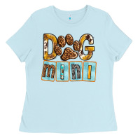 Baby Blue Dog Mini with Paw Ladies Tee - texasbilliewilder