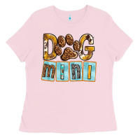 Bubblegum Pink Dog Mini with Paw Ladies Tee - texasbilliewilder