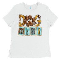 White Dog Mini with Paw Ladies Tee - texasbilliewilder