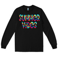 Black summer vibes tie dye doodle Long Sleeve Tee - CowCowDesign