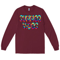 Burgundy summer vibes tie dye doodle Long Sleeve Tee - CowCowDesign