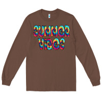 Chestnut summer vibes tie dye doodle Long Sleeve Tee - CowCowDesign