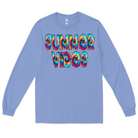 Colony Blue summer vibes tie dye doodle Long Sleeve Tee - CowCowDesign