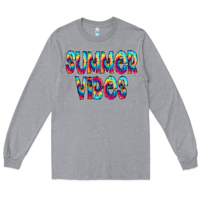 Summer Vibes Tie Dye Doodle Long Sleeve Tee by CowCowDesign | Teevron