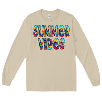 Mushroom summer vibes tie dye doodle Long Sleeve Tee - CowCowDesign