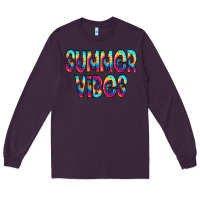 Plum summer vibes tie dye doodle Long Sleeve Tee - CowCowDesign