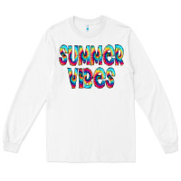 White summer vibes tie dye doodle Long Sleeve Tee - CowCowDesign