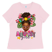 Bubblegum Pink August Girl Afro Woman Summer Ladies Tee - texasbilliewilder