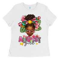 White August Girl Afro Woman Summer Ladies Tee - texasbilliewilder