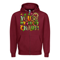 Burgundy you're my lucky charm Zipper Hoodie - Artiststas