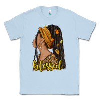 Dusty Blue Fall afro woman blessed Classic Tee - NancyCooperArtShop