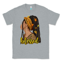Heather Grey Fall afro woman blessed Classic Tee - NancyCooperArtShop