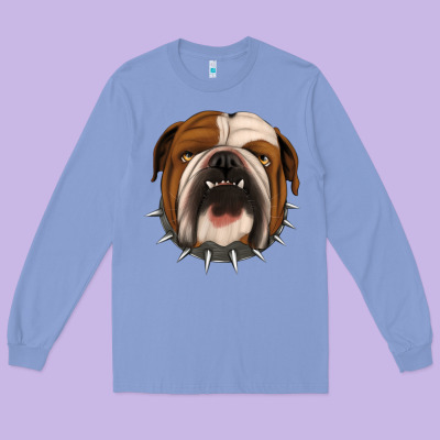 Bulldog Long Sleeve Tee Designed By Jasminsmagicworld