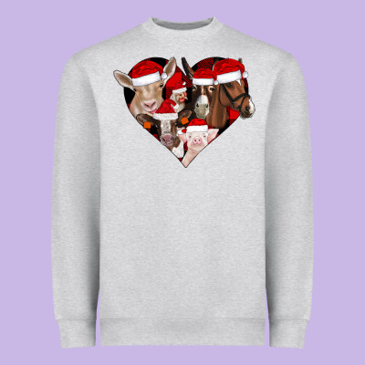 Farm Animals Christmas Heavyweight Sweatshirt Designed By Cowhidedigitalart