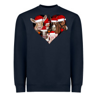 Navy farm animals christmas Heavyweight Sweatshirt - CowhideDigitalArt