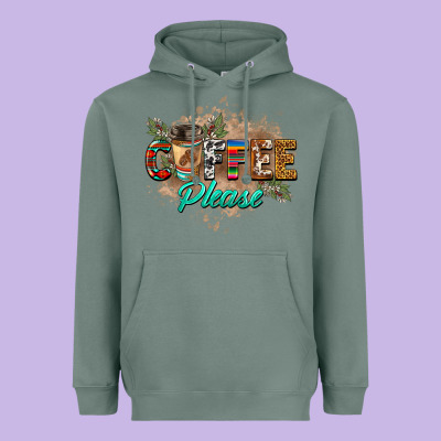 Coffee Please Heavyweight Hoodie Designed By Barkaloodesign