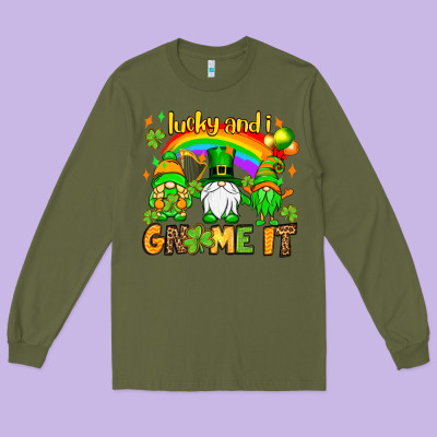 St. Patrick's Lucky And I Gnome It Long Sleeve Tee Designed By Oliviacreatesart