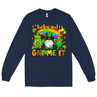 Navy St. Patrick's Lucky and i gnome it Long Sleeve Tee - OliviaCreatesArt