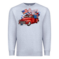 Heather Grey american truck 4th of july Premium Sweatshirt - BarkalooDesign