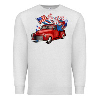 Oatmeal Heather american truck 4th of july Premium Sweatshirt - BarkalooDesign